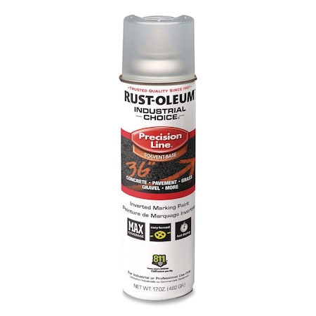 Rust-Oleum IC M1600 System Solvent-Based Precision Line Marking Paint, Flat Clear, 17 oz Aerosol Can, 12PK 1601838V