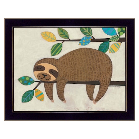 Homeroots Hanging Sloth II 1 Black Framed Print Wall Art 415217
