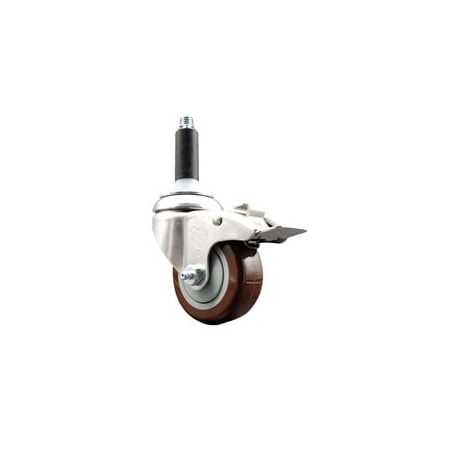 Service Caster 3 Inch 316SS Maroon Poly Swivel 7/8 Inch Expanding Stem Caster Lock Brake SCC SCC-SS316TTLEX20S314-PPUB-MRN-78