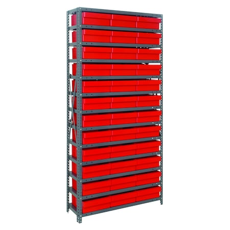 Quantum Storage Systems 13 SHELF OPEN UNIT WITH 36 RED BINS 1275-801RD