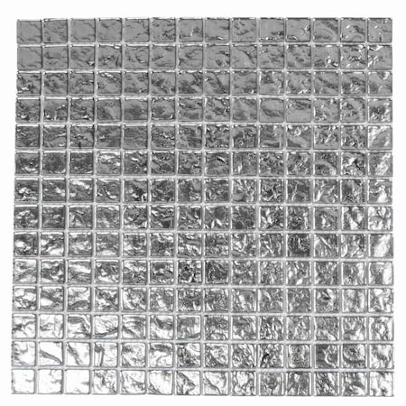 Apollo Tile Silver 11.7 in x 11.7 in Glass Polished Floor and Wall Mosaic Tile 4.75 sqft/case, 5PK APLBSA8802A