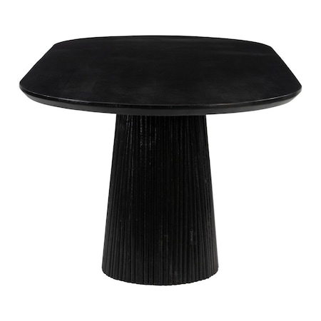 Homeroots 81" Black Wood Pedestal Base Oval Dining Table 623362