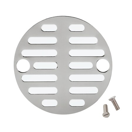 Larsen Supply Co. Shower Drain Grate, 3-1/2-In. With Two Screws, Chrome Plated 03-1247