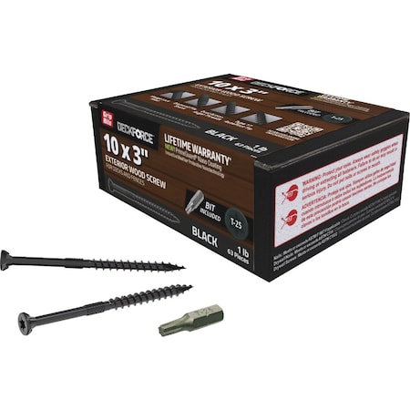 Grip-Rite DeckForce PrimeGuard Nano No, 10 x 3'' Star Drive Black Screw, 1 Lb. GRDF3STBLK1