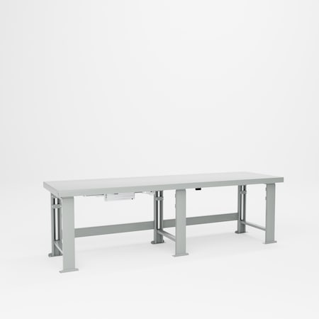 Pucel Steel Top Hydraulic Bench, 28 in W x 96 in L x 28 in D x 29 in-41 in H, Light Blue HBS-2896-E12