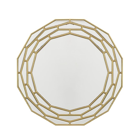 Homeroots 35" Gold Round Framed Accent Mirror 485071