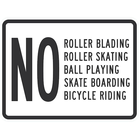 Lyle No Roller Blading Roller Skating Ball Playing Skateboarding, 24x18, Engineer Grade, White G-11893-EG_24x18