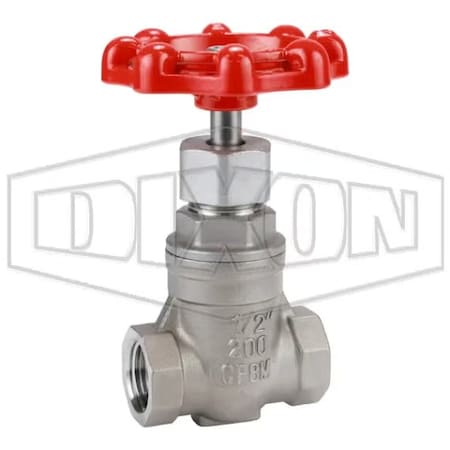Dixon Gate Valve, 1/2 in, FNPT, 316 SSss Steel Body, Iron Hand wheel Actuator SSGV50