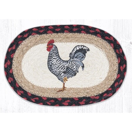 Capitol Earth Rugs Capitol Importing  7.5 x 11 in. OMSP-602 Black & White Rooster Printed Oval Swatch 01-602BWR