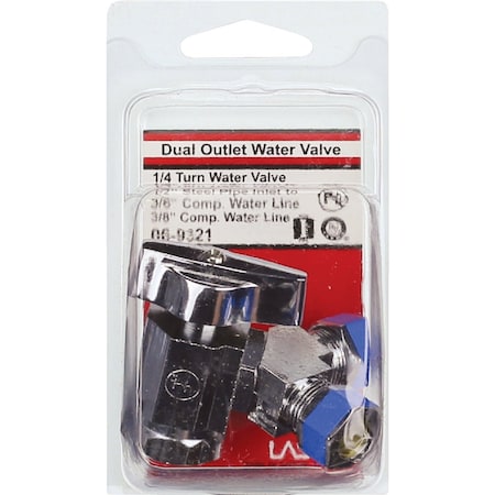 Westlake Pipe & Fittings 1/2'' IPx3/8'' Compressionx3/8'' Compression Quarter Turn Angle Valve 6/1/9321