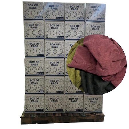 Supremeplus Recycled Color Sweatshirt Cleaning Rags, 600 lbs. Pallet, 120 x 5 lbs. Boxes, 120PK SP-9237