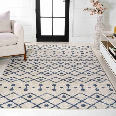 Jonathan Y Aksil Moroccan Beni Souk Cream/Navy 5 ft. x 8 ft. Area Rug MOH208F-5