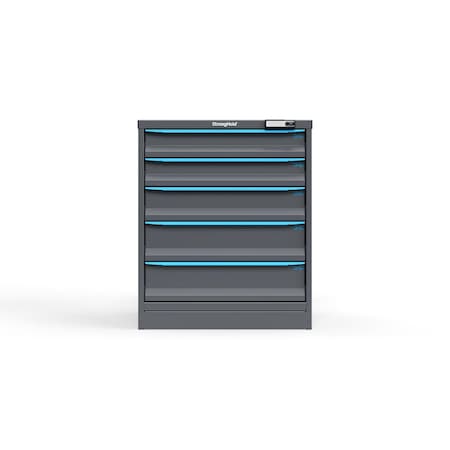 Strong Hold 5 drawer cabinet - (2x 4ft, 1x 5ft, 2x 6ft) - Blue accents - E-Lock w/ Tracking S3036-PPTAS-0505FS