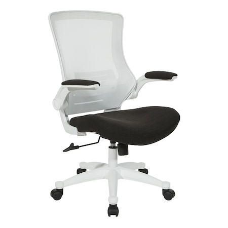 Office Star Products Ventilated Seating White Screen Back Manager's Chair, Linen Black EM60926WH-F23