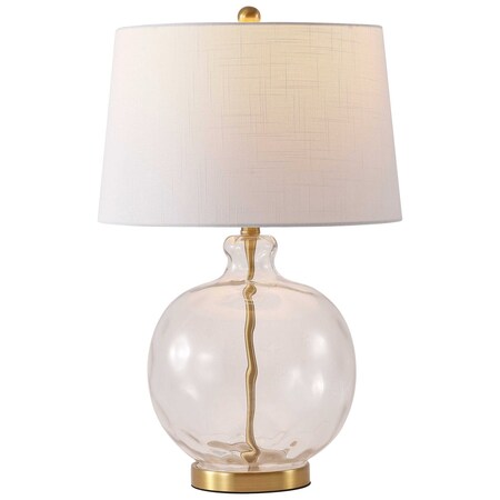 Jonathan Y Rae 26.5 in. Modern Glam Glass/Metal Gourd LED Table Lamp, Clear/Brass Gold JYL1067C