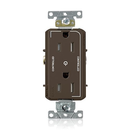 Leviton Dec Plus Dup 15A 125V TR 2Mrk-Ctrl Brn TDR15-S2