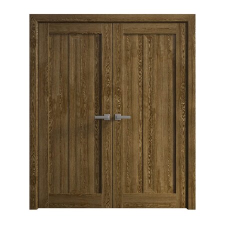 Sartodoors Interior Solid French Double Doors 48 x 80 inches, Ego 5006 Marble Oak, Closet Bedroom Modern Doors EGO5006DD-DMR-48