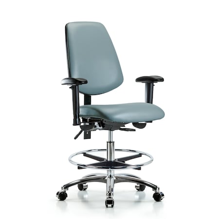 Blue Ridge Ergonomics Vinyl Chair, Vinyl, Adjustable Arms BR-VMBCH-MB-CR-T1-A1-CF-CC-8822