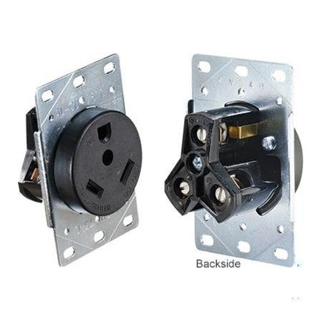 Rv Designer Straight Blade Receptacle, TT-30R, 30 A, 125V AC, Flush Mount S971