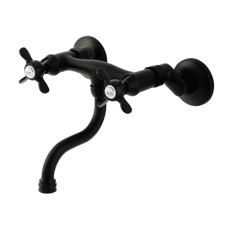 Kingston Brass Double-Handle Wall Mount Bathroom Faucet, Matte Black KS2110BEX