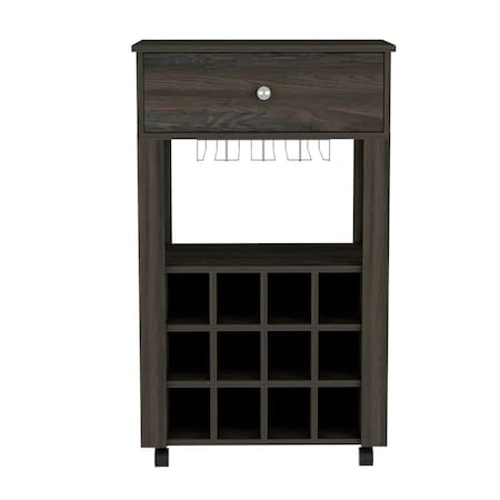 Homeroots Espresso Rolling Bar Cart With Wine Storage 478382