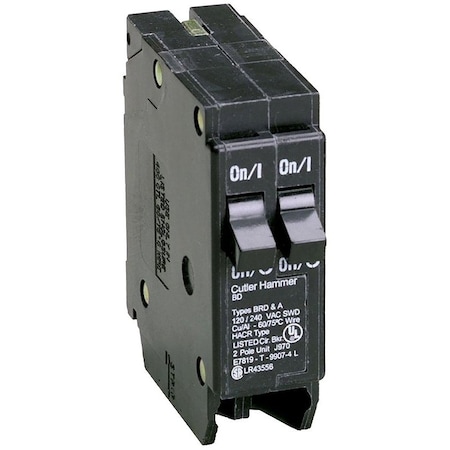 Eaton Cutler-Hammer Circuit Breaker, BD Series, 15A, 1 Pole, 120V AC, 10kA BD1515