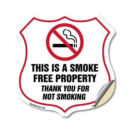 Signmission No Smoking Shield Sign This Is A Smoke F, 18 Inch X 18 Inch, Vinyl Decal SHI-D-18-402