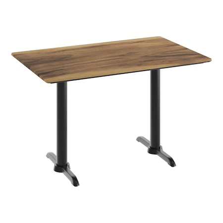 Flash Furniture Commercial 48x30 Natural HPL Tabletop-Black Table T-Bases ST-REC3048-NAT-T0522-GG