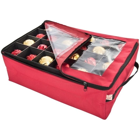 Treekeeper 2Tray Ornament Bag, L, 48 Ornaments Capacity, Polyester, Red, Zipper Closure, 20 in L SB-10188