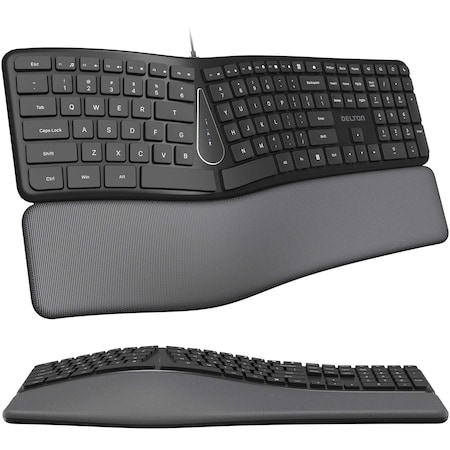 Delton Ergonomic Keyboard, USB Dongle-  Black KB250