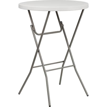 Designed To Furnish 32 in. Plastic Flash Furniture Round Bar Height Folding Table, White DE3660104