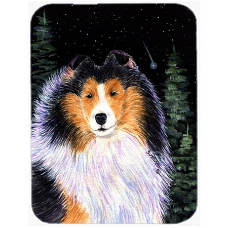 Carolines Treasures 12 x 15 in. Starry Night Collie Glass Cutting Board- Large SS8491LCB