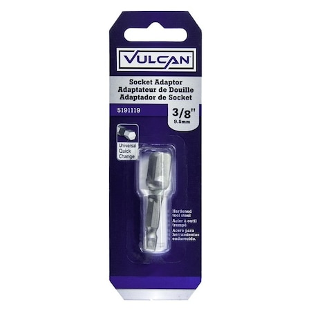 Vulcan Socket Adapter, 38 in Drive, 2 in L, Hardened Steel 439151OR
