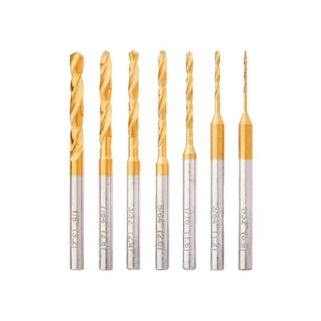 Dremel Drill Bit Set, 7-Piece, Titanium-Coated, for Wood and Soft Metal 628HP