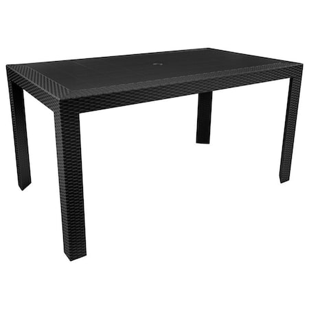 Leisuremod Mace Weave Design Outdoor Rectangular Dining Table, Black MT55BL