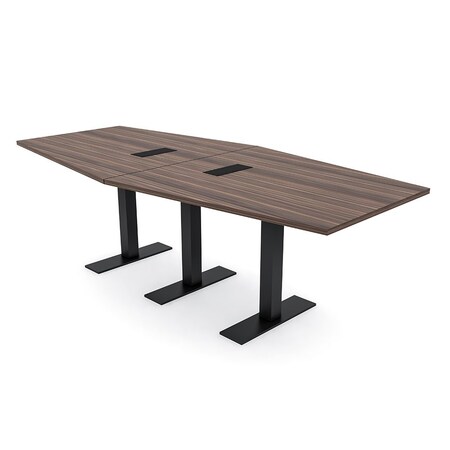 Skutchi Designs 8 Person Conference Table With Power Unit | 8' Hexagon Table | Harmony Series HAR-HEX.IR-48X96-T.BK-H3041-EBLK