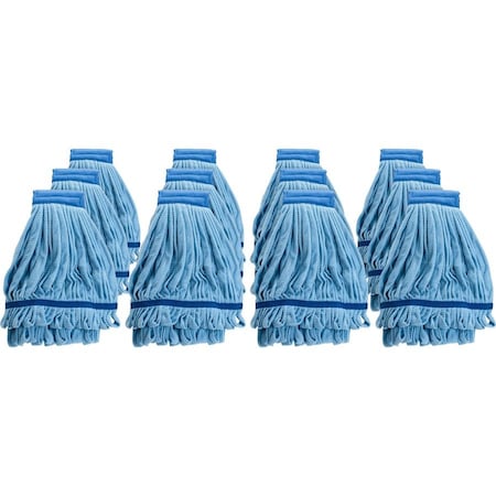 Genuine Joe Microfiber Wet Mophead Refill - MicroFiber - Blue, 12PK GJO47539CT