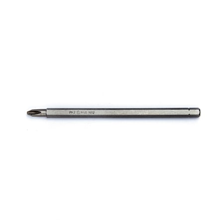 Genius Tools 1/4in Hex Shank, #2 Philips Screwdriver Bit 125mmL 1602