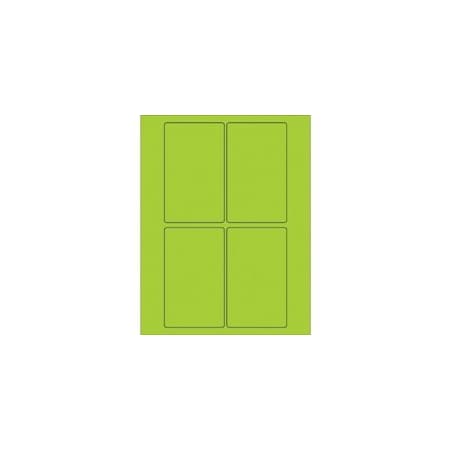 Bubblefast 3 x 5'' Fluorescent Green Rectangle Laser Labels-4 Labels per Sheet BFLL175GN