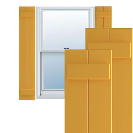 Ekena Millwork True Fit PVC, Two Board Joined Board-n-Batten Shutters, Turmeric, 10 3/4W x 56H, PR TFP101BBF11X056TU