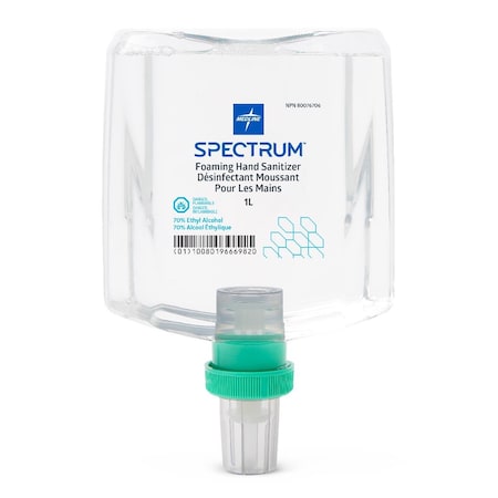 Medline Spectrum Advanced Foam Hand Sanitizer, 70% v/v Ethyl Alcohol, 1000 mL Refill, 4/Case HH70F1000H