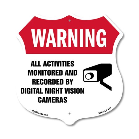 Signmission Video Surveillance Shield Label Set Warn, 12 Inch X 12 Inch, Aluminum Metal Sign SHI-A-12-467