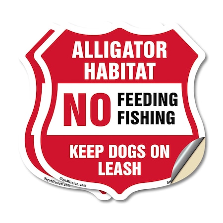 Signmission Alligator Warning Shield Sign Alligator, 12 inch X 12 inch, Vinyl Decal, 2PK SHI-D-2PACK-12-357