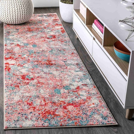 Jonathan Y Contemporary POP Modern Abstract Blue/Red 2 ft. x 8 ft. Runner Rug CTP108B-28