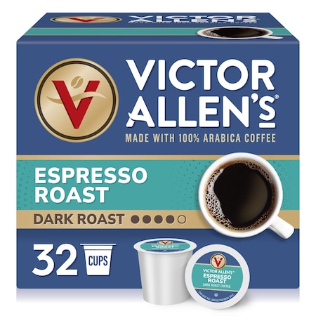 Victor Allen s Coffee, Espresso Roast Coffee, Single Serve Coffee Pods for Keurig K-Cup Brewers, 32PK FG018453
