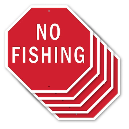 Signmission No Fishing, 10 inch X 10 inch, Aluminum Metal Signs, 5PK OC-A-5Pack-10-80