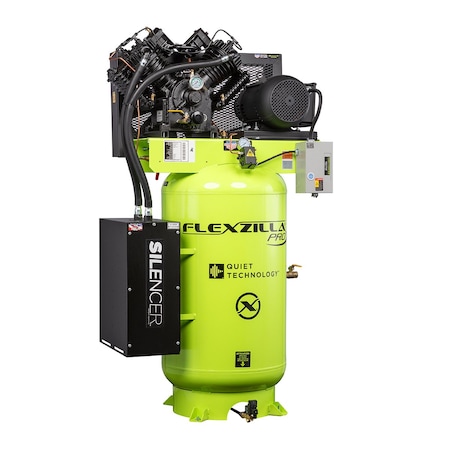 Flexzilla AirComprsr w/Silencer, Station, 5HP, 80Gal,  FXS07V080V3-208