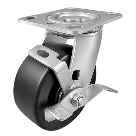 Hyw Products Heavy Duty Caster 5in Plastic Wheel, Swivel with Brake 40-50S-A1-HP-TB
