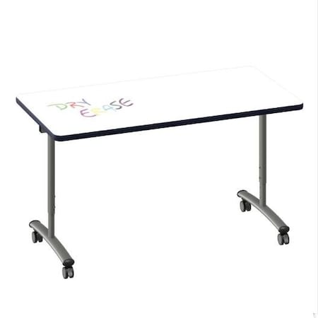 Correll Rectangle Premium Sit To Stand Dry Erase Flip Top Table, 60 in W, 28 in to 38 in H FTS3060DE-80-14-45