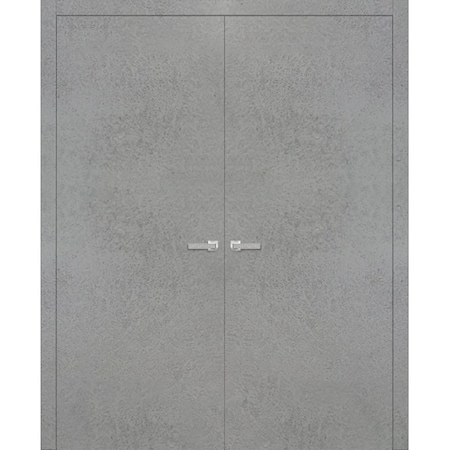 Sartodoors Double French Interior Door, 56" x 96", Concrete PLANUM0010DD-BTN-5696